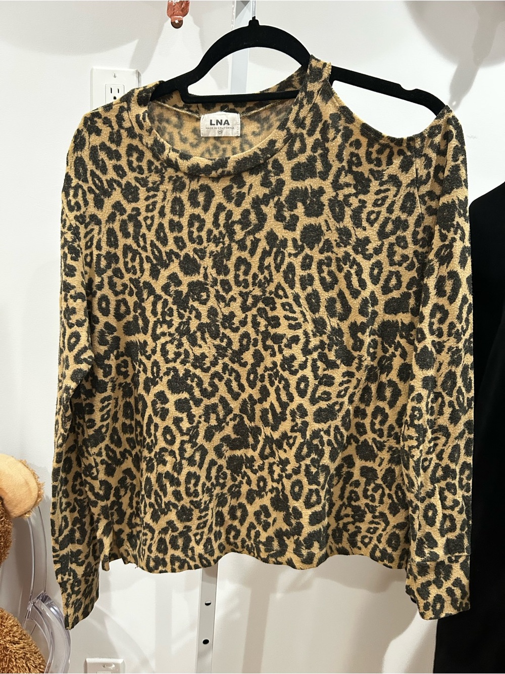 LNA Leopard Print Crewneck Sweater - Tan & Black